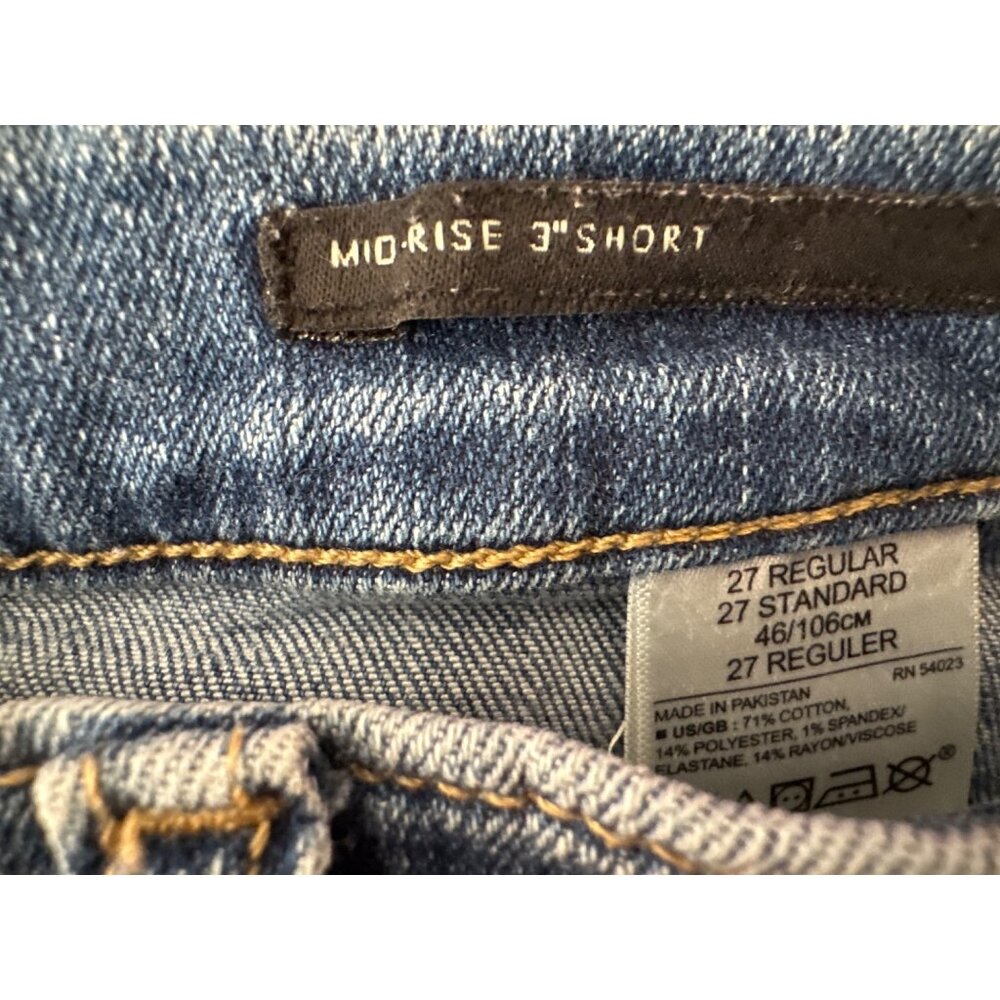 2/$30 Banana Republic Denim Shorts Size 27 Frayed Hem Stripe Detail - Picture 5 of 10